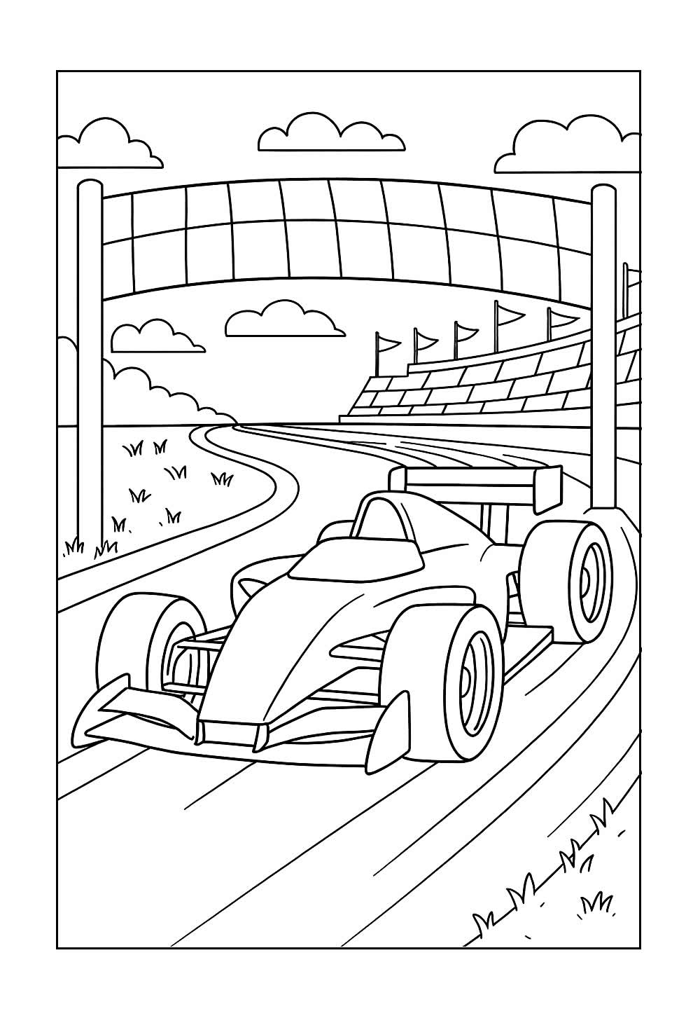 Carro de Corrida para pintar e imprimir