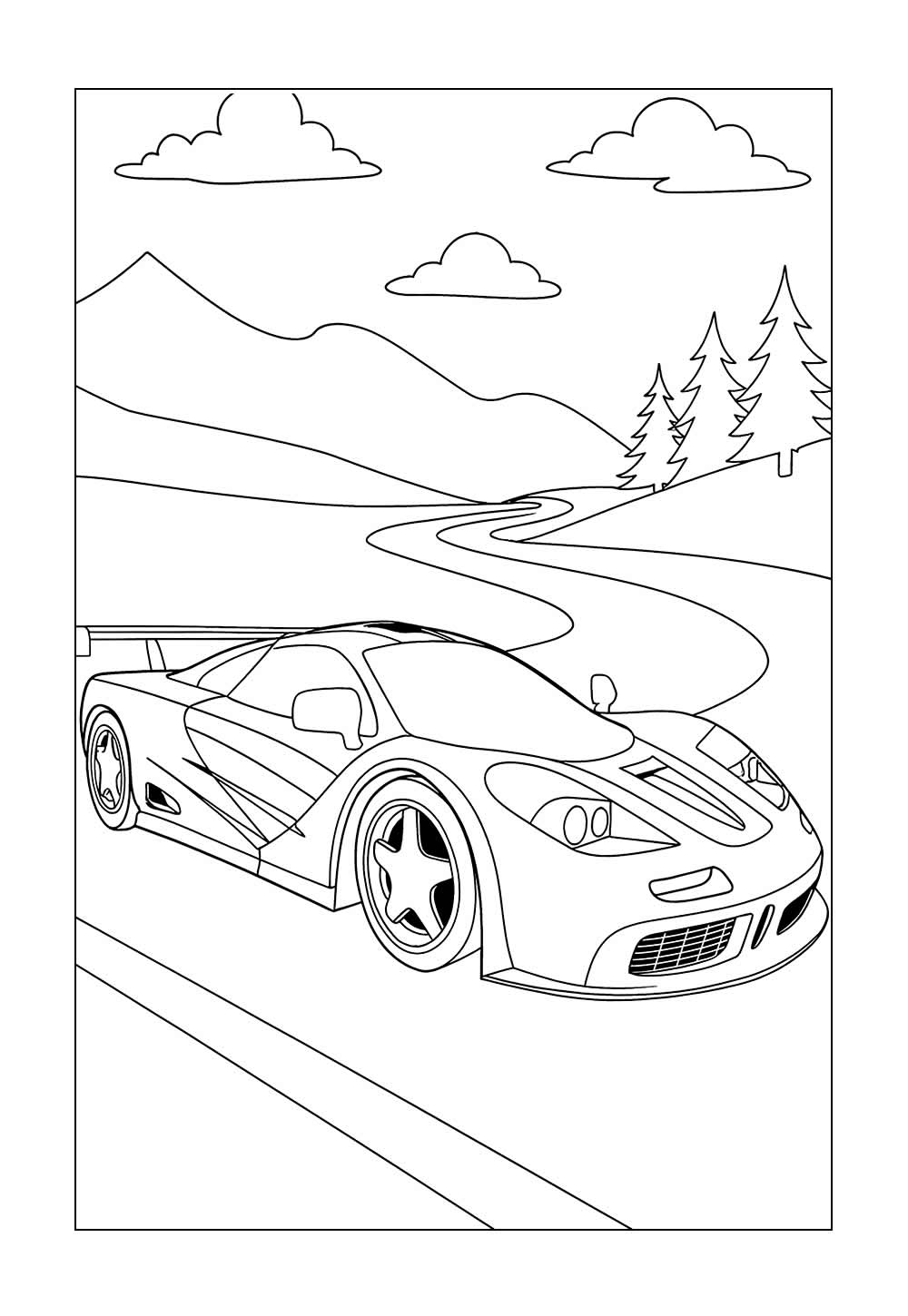 Desenho de Carro de Corrida para pintar