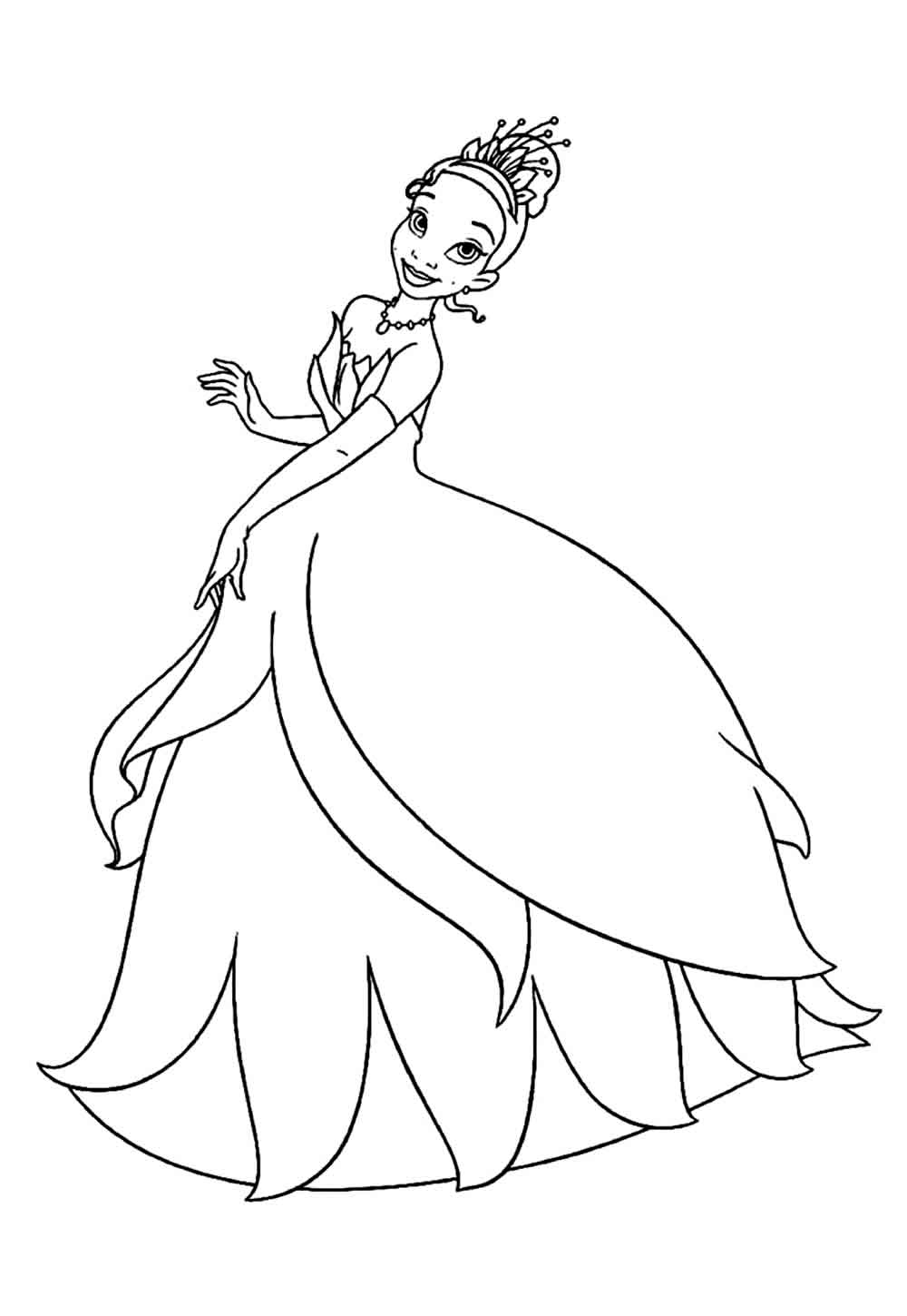 Desenho da Princesa e o Sapo para colorir