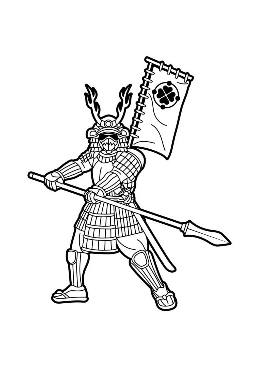 Desenho de Samurai para pintar