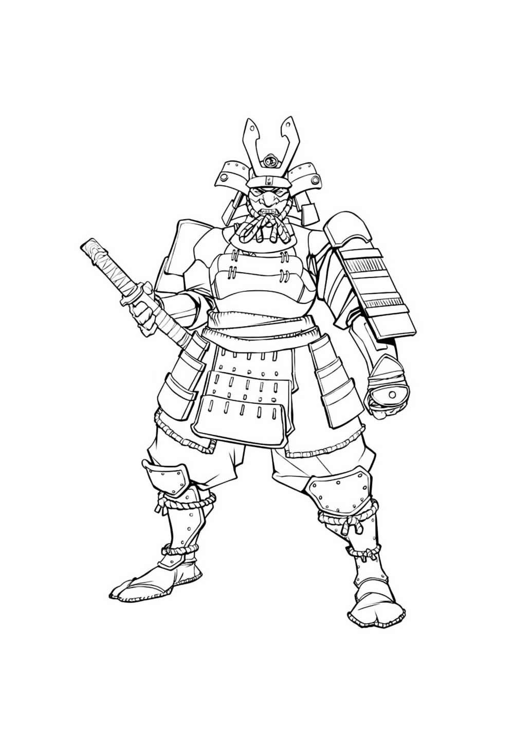 Desenho de Samurai para imprimir