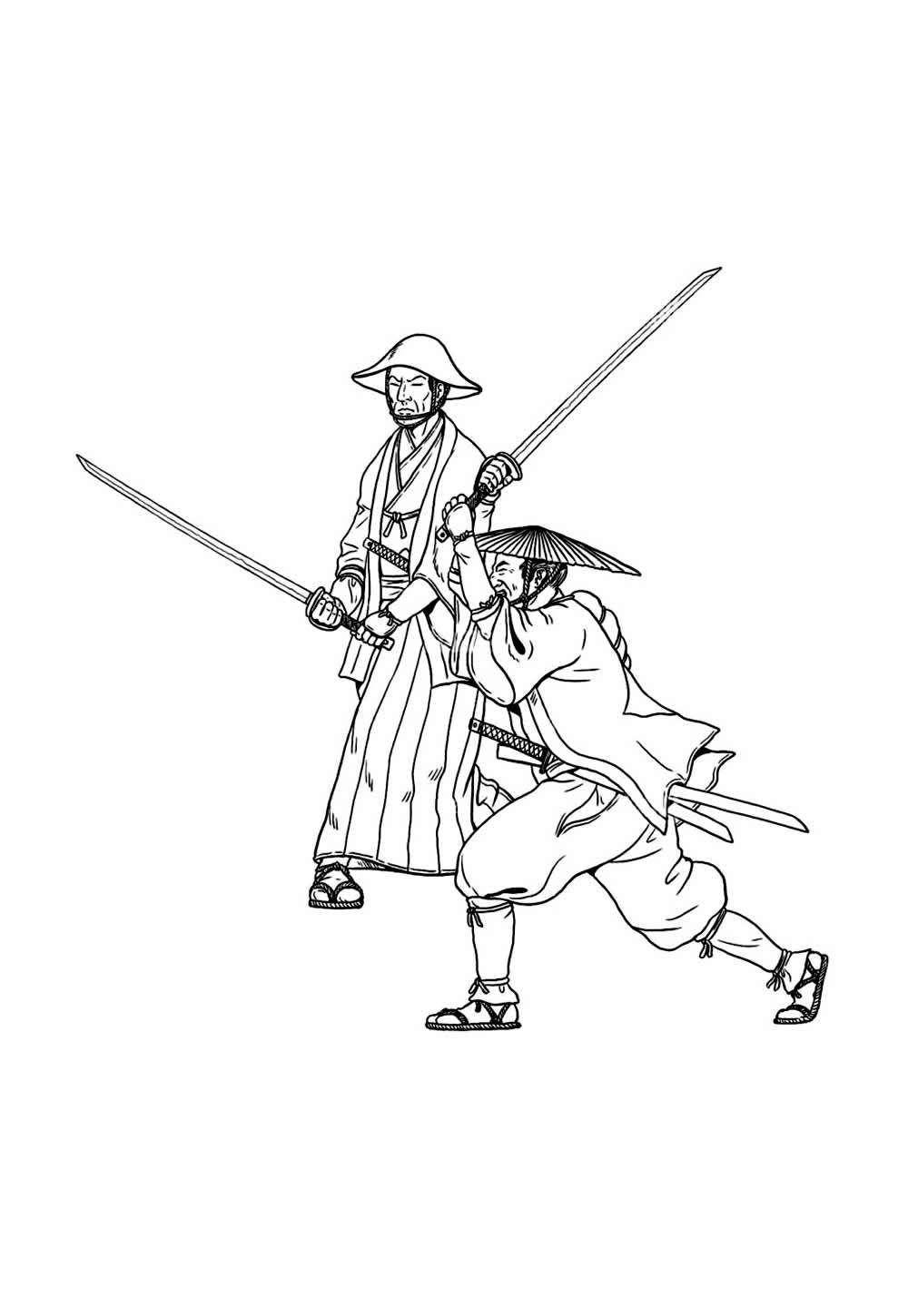 Desenho de Samurai para pintar