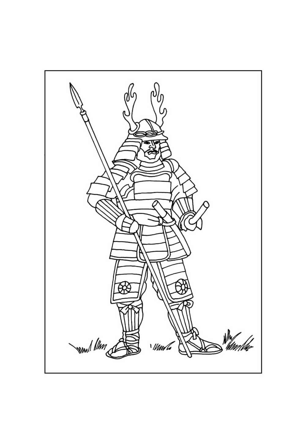Desenho de Samurai para colorir