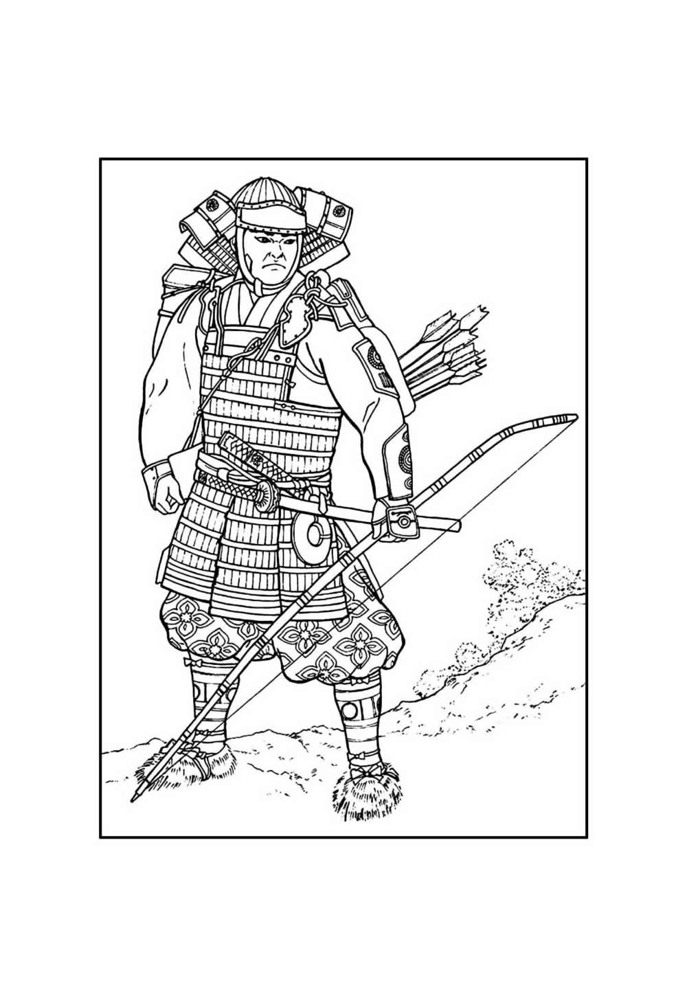Samurai para colorir