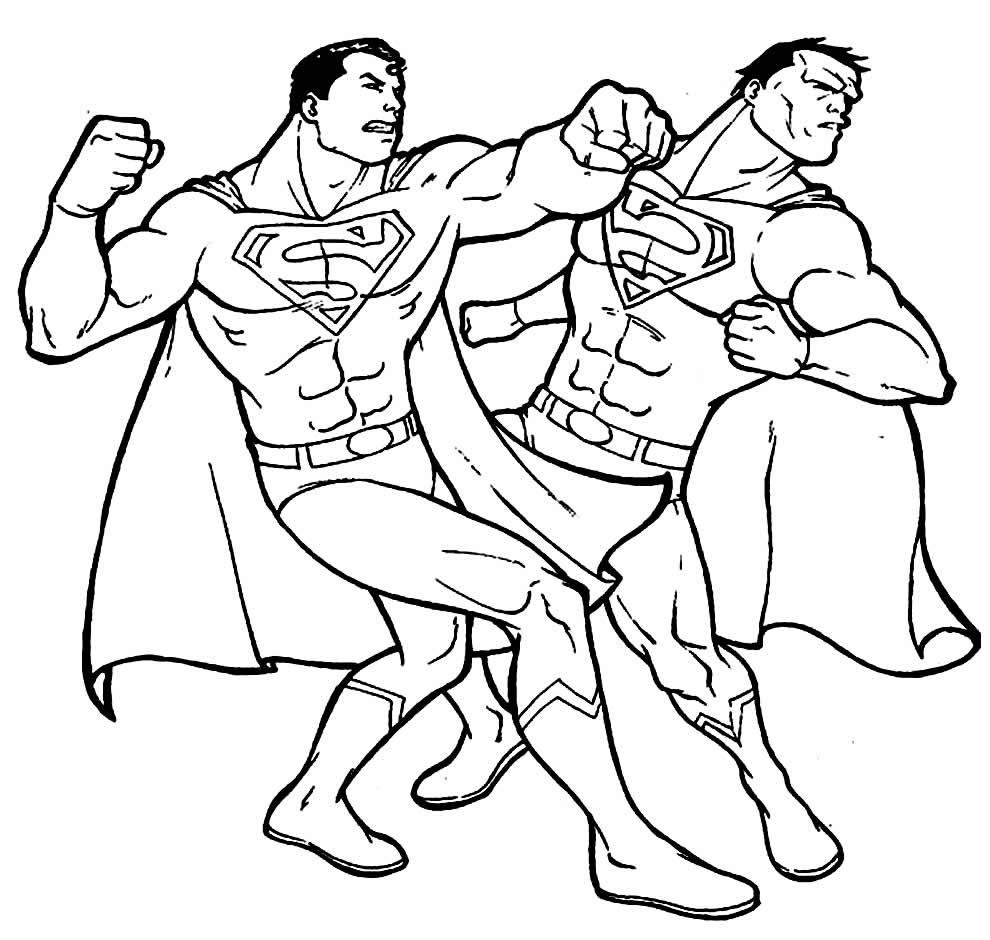 Desenho de Super-Homem Lutando para colorir