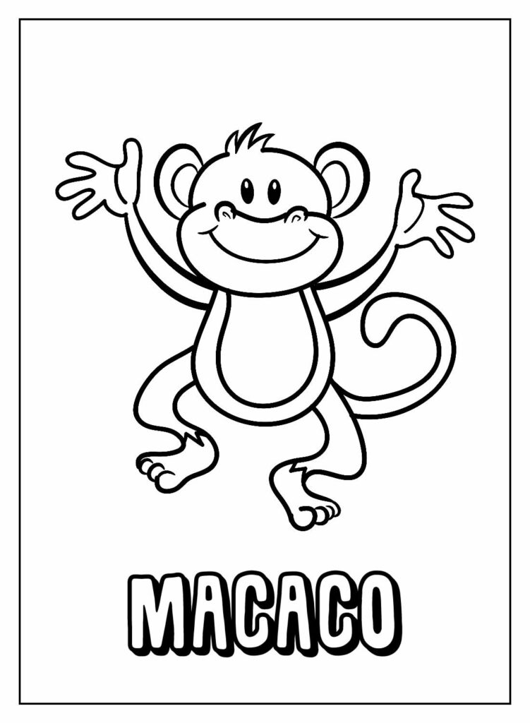 Desenho de Macaco com Nome para colorir