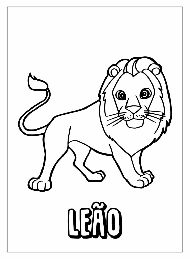 Desenho de Leão com Nome para colorir