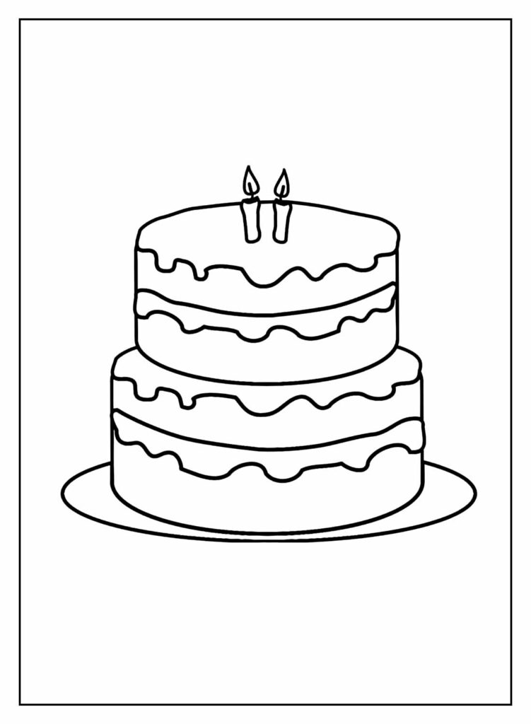 Desenho de Bolo de Aniversário para colorir