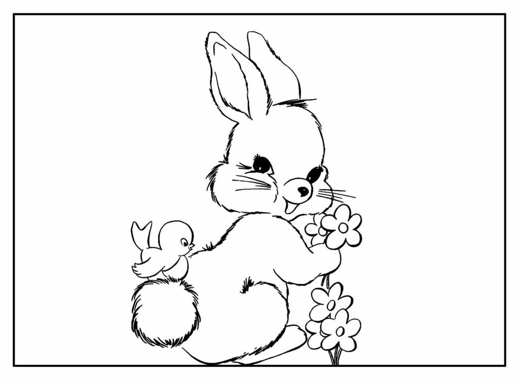 Desenho de Coelhinhos de Páscoa para colorir