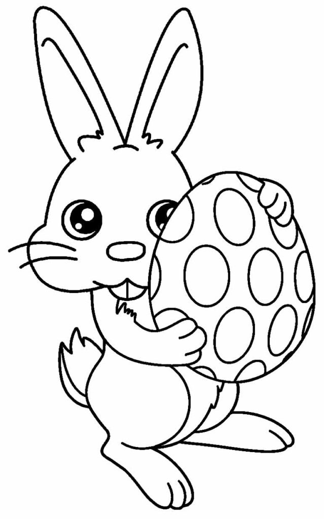 Desenho de Coelhinho com Ovo de Páscoa