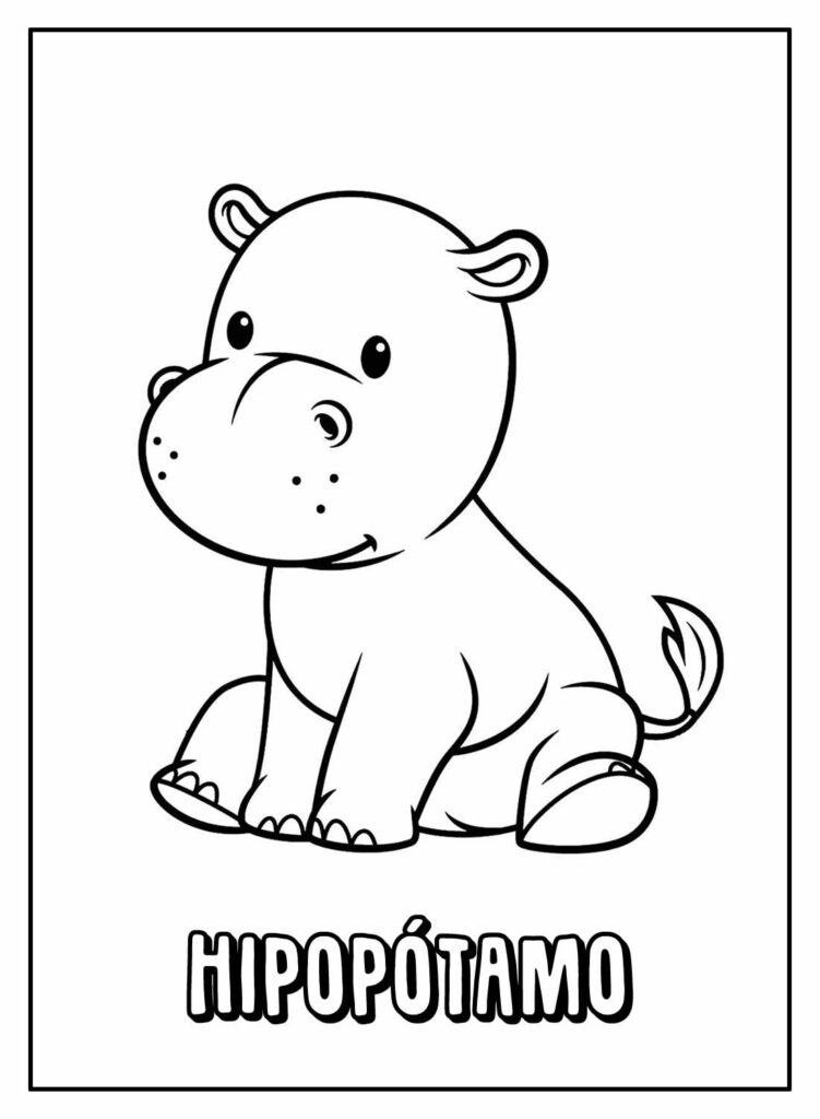 Desenho Educativo de Hipopótamo
