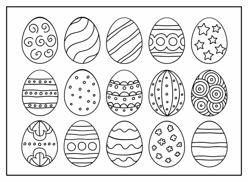 Desenho de Ovos de Páscoa para pintar