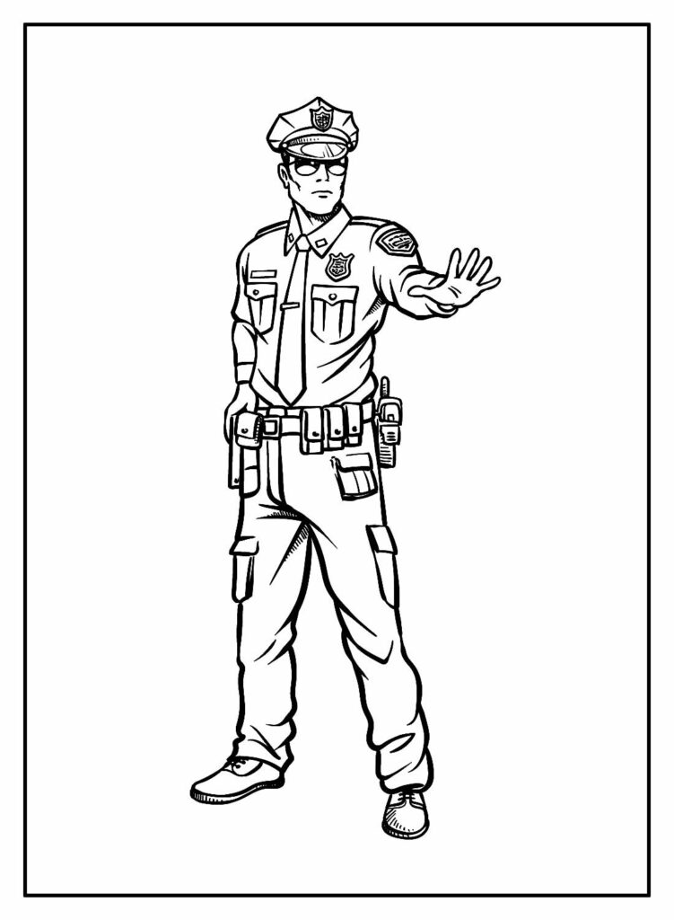 Desenho para colorir de Policial