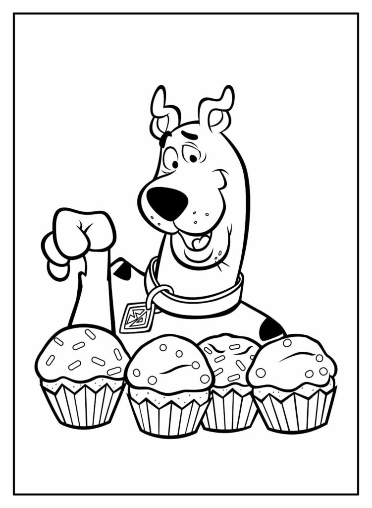 Desenhos para colorir de Scooby-Doo e Cupcakes