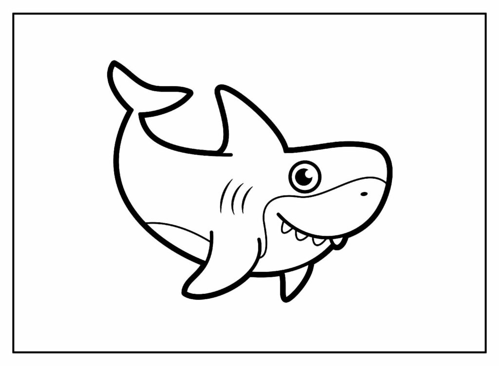 Desenho para pintar e colorir - Tubarão