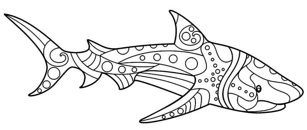 Desenho de Tubarão para pintar