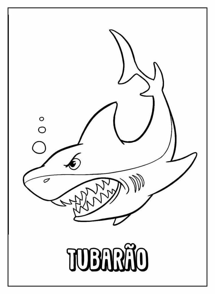 Desenhos Educativos de Tubarão para pintar