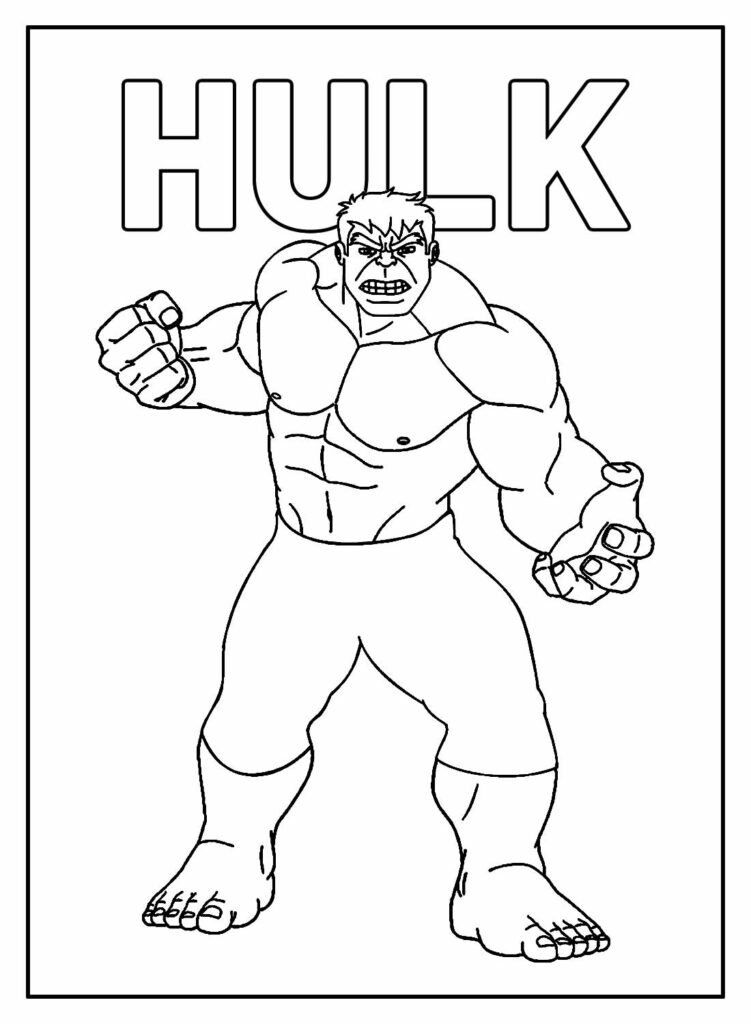 Imagem para pintar de Hulk - Desenho Educativo