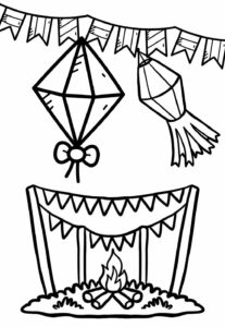 Desenhos de Balão de São João para colorir - Bora Colorir