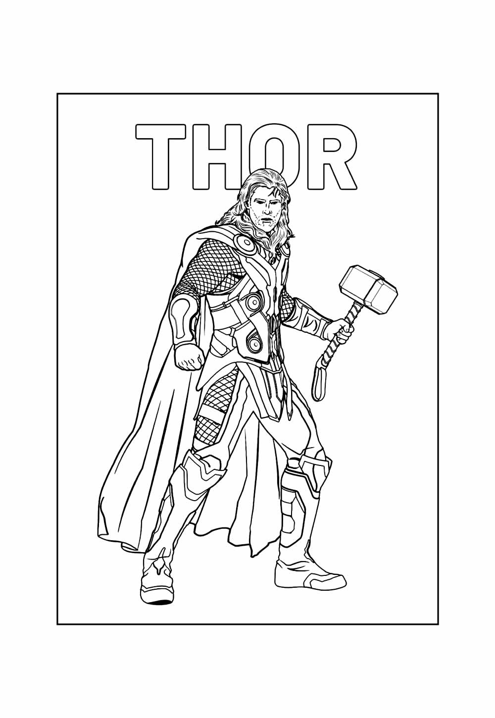 Desenho Educativo de Thor para pintar