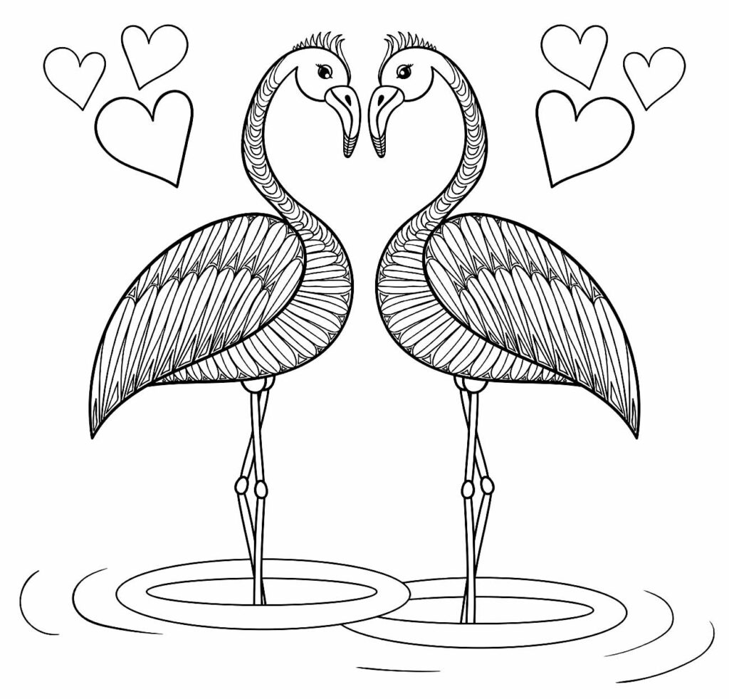 Desenho para colorir de Flamingos