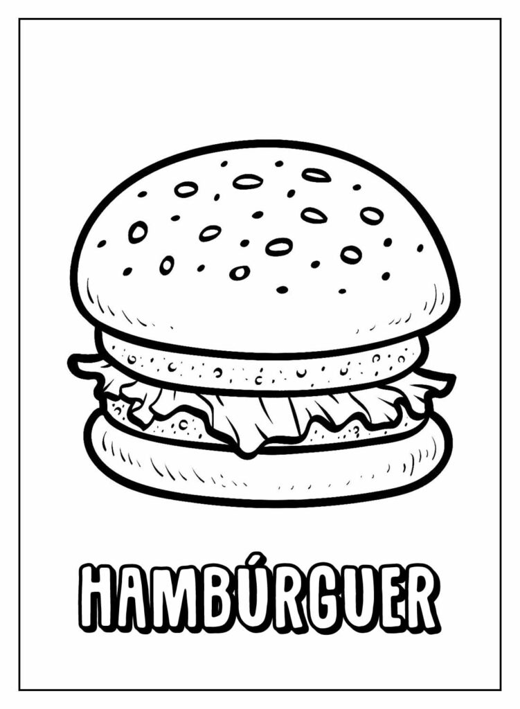 Desenho Educativo de Hambúrguer para colorir