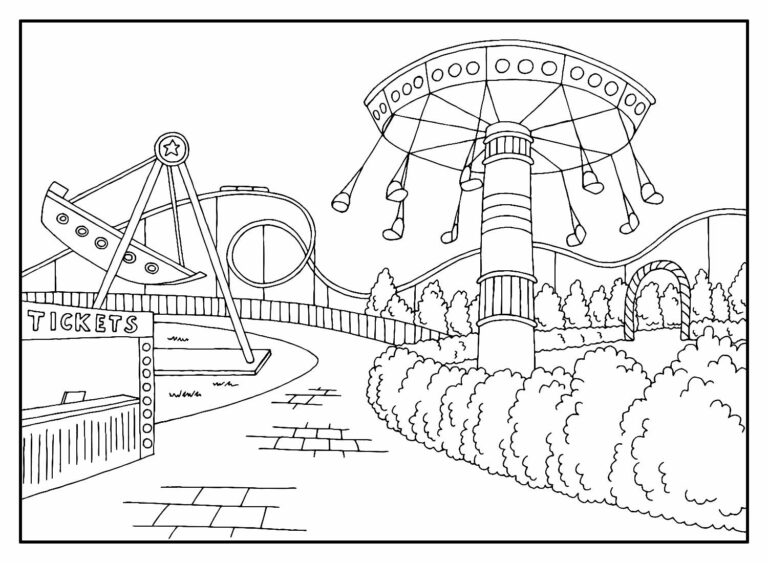 Desenhos de Parque de Diversões para colorir - Bora Colorir