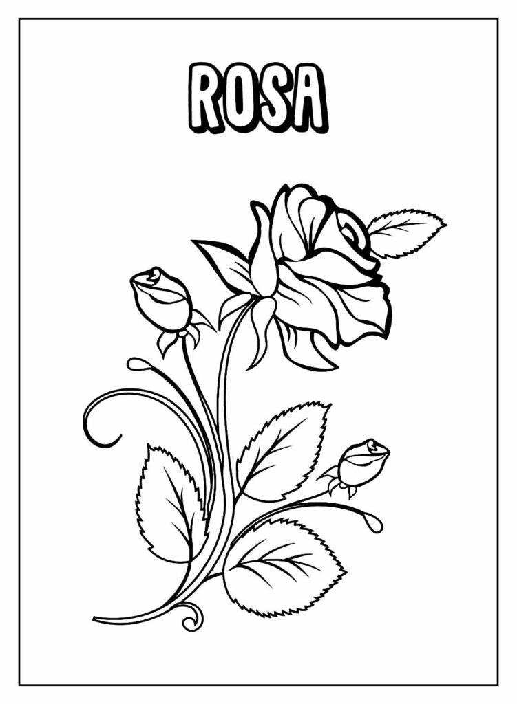 Desenho de Rosa com Nome para colorir