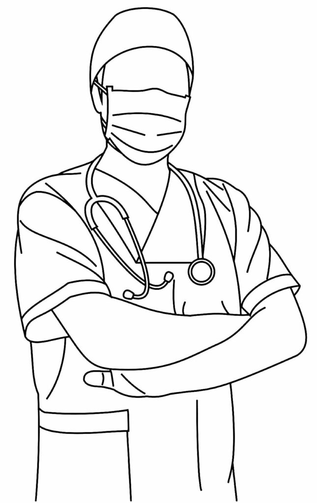 Desenho de médico masculino para colorir