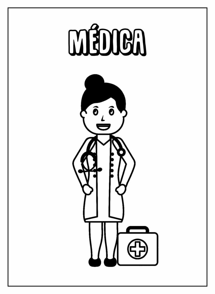 Desenhos de Médico para colorir - Bora Colorir