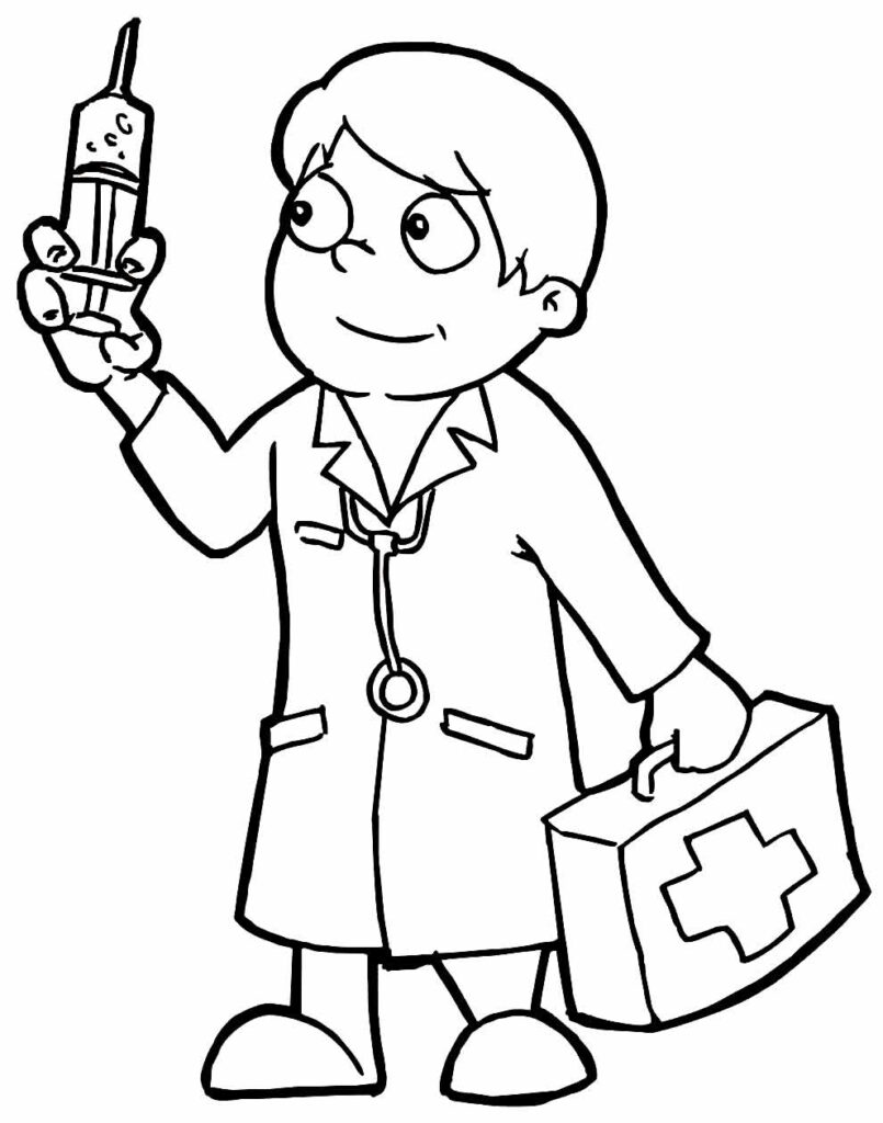 Desenhos de Médico para colorir - Bora Colorir