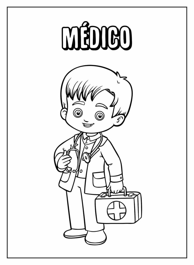 Desenhos de Médico para colorir - Bora Colorir