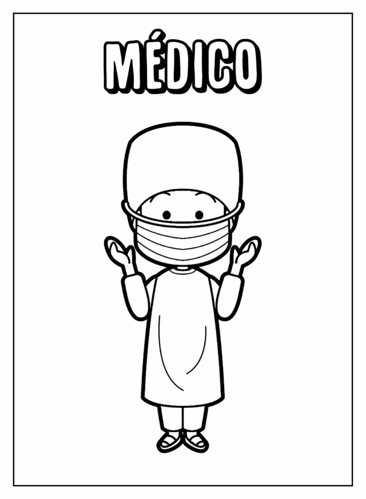 Desenhos de Médico para colorir - Bora Colorir