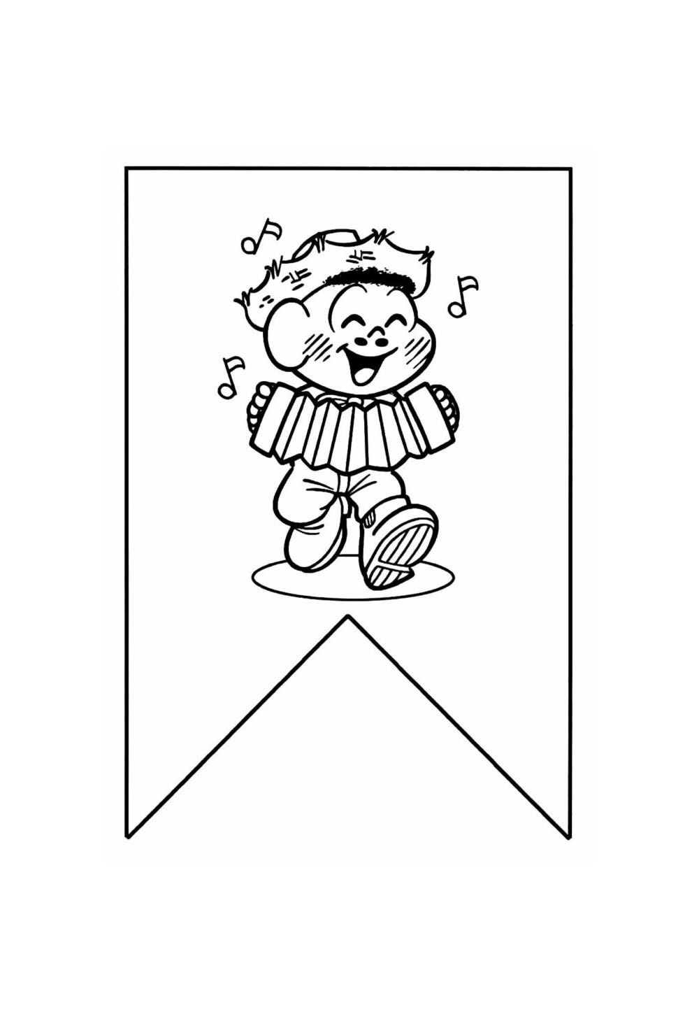 Desenho de Bandeirinha Junina - Cascão - Turma da Mônica