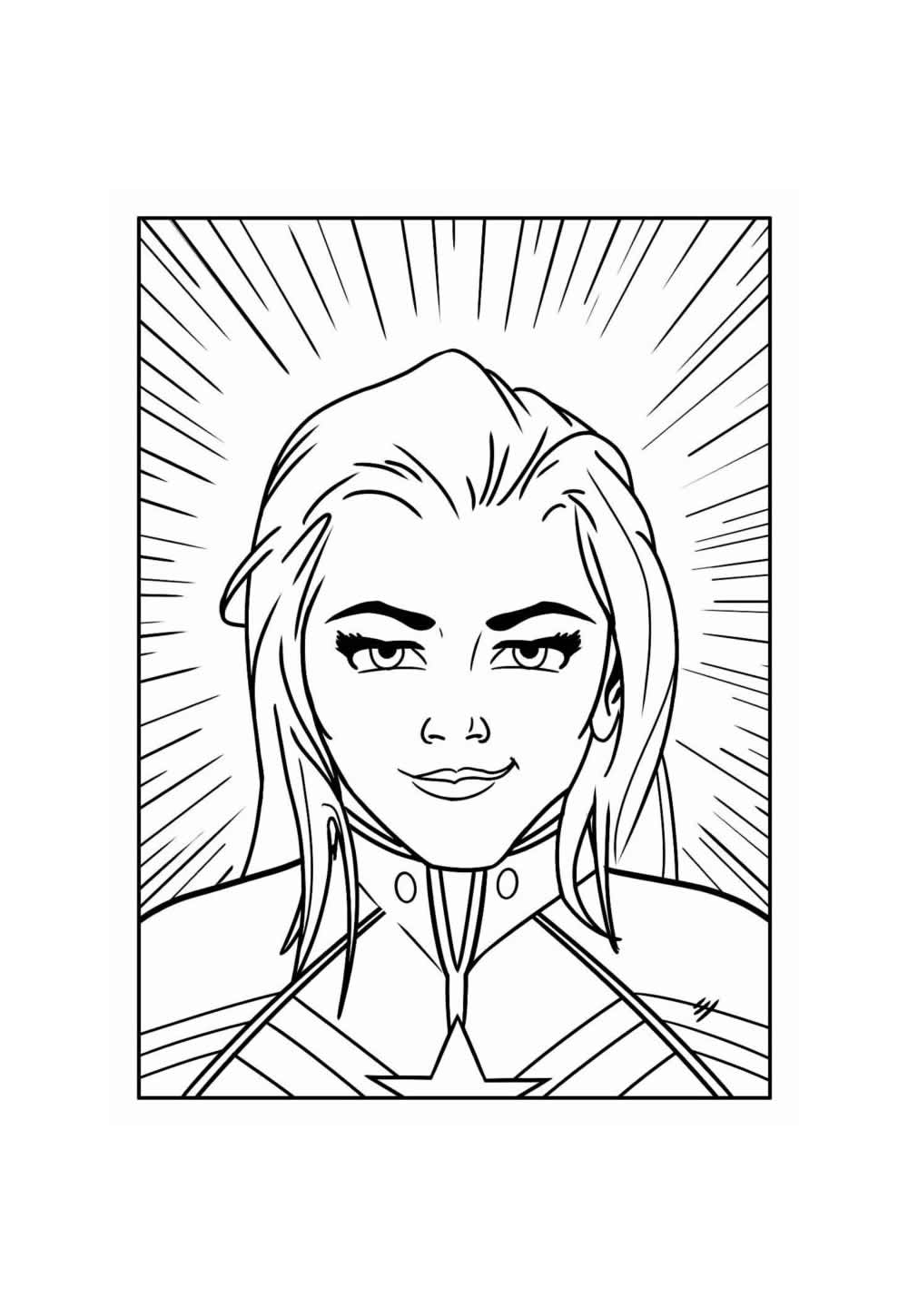 Desenho da Capitã Marvel para pintar