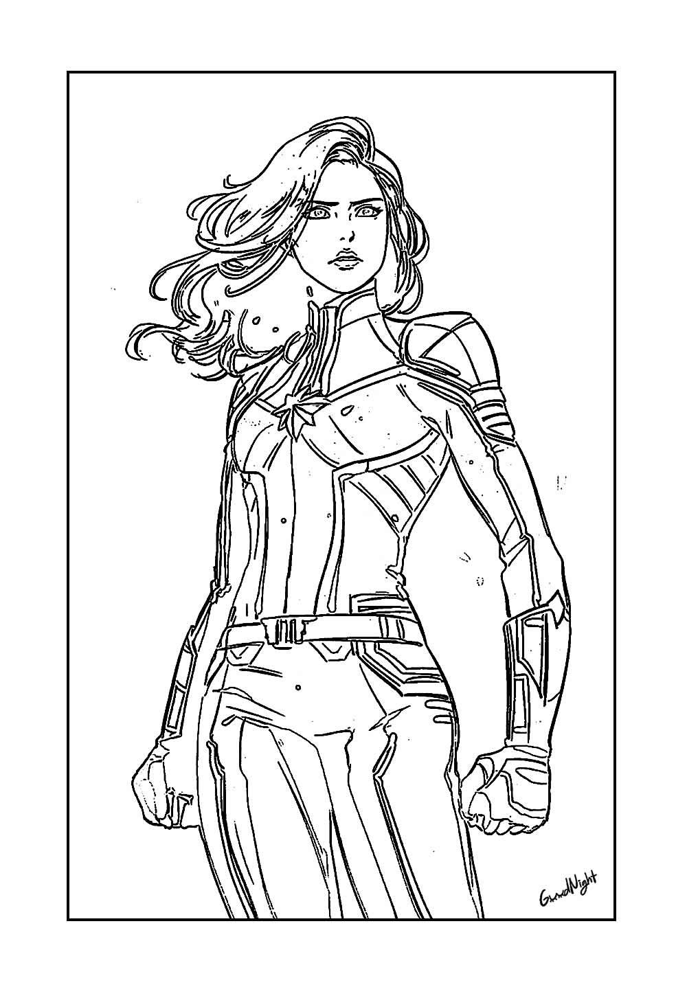 Desenho da Capitã Marvel para pintar