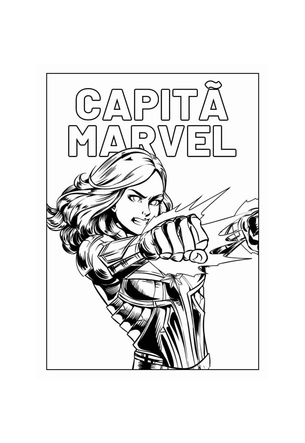 Desenho da Capitã Marvel para colorir e pintar