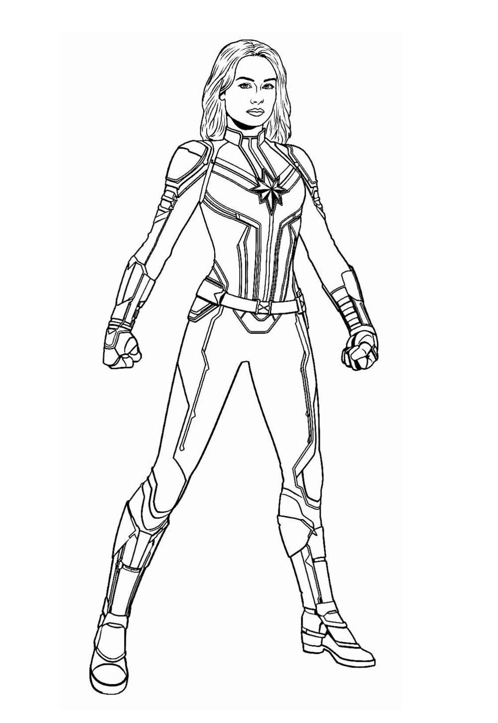Desenho da Capitã Marvel para colorir