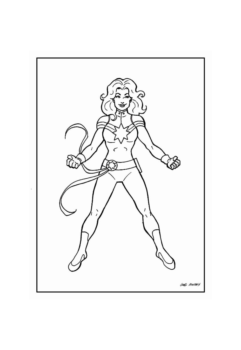 Desenho da Capitã Marvel para pintar