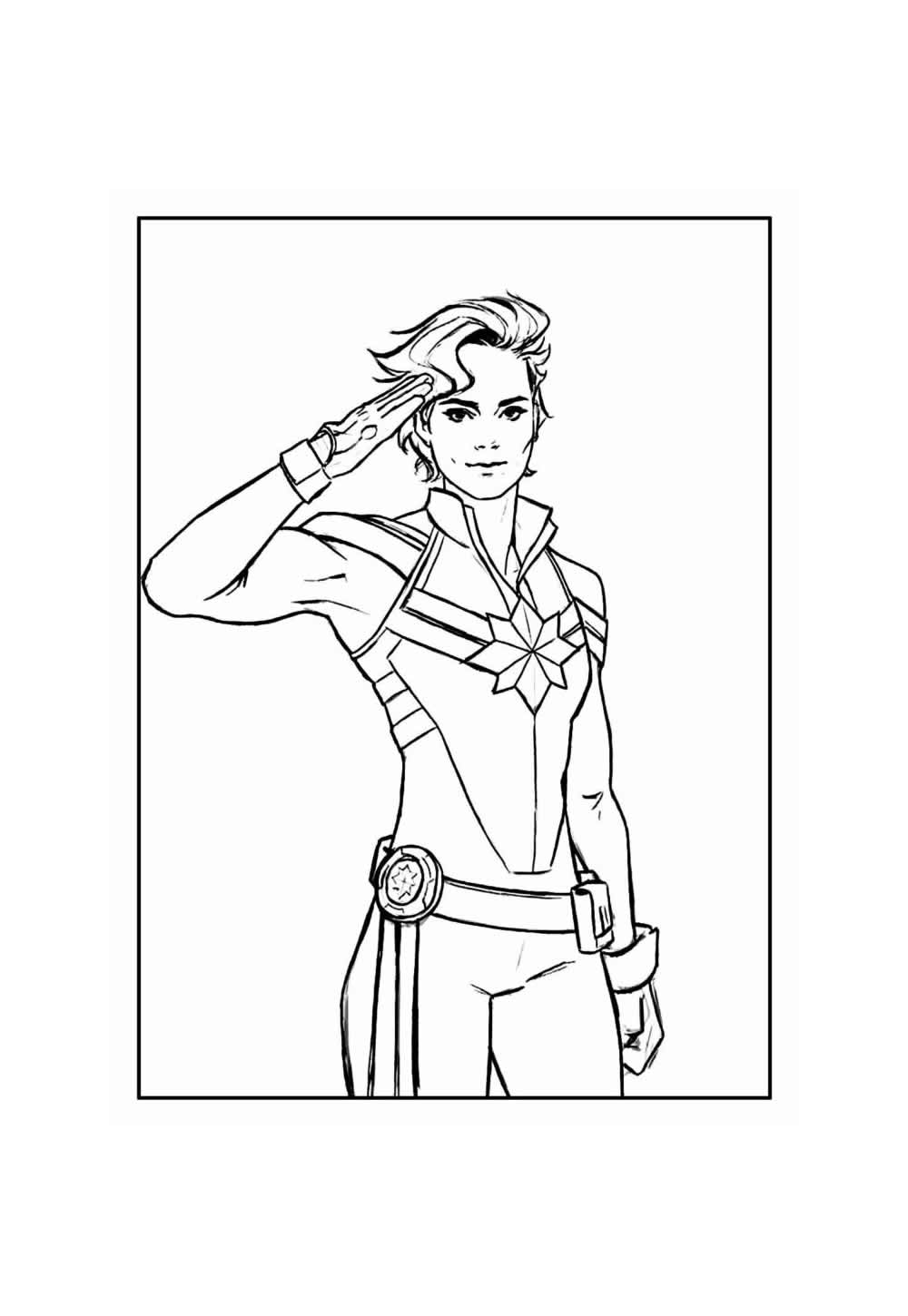 Desenho de Capitã Marvel para colorir