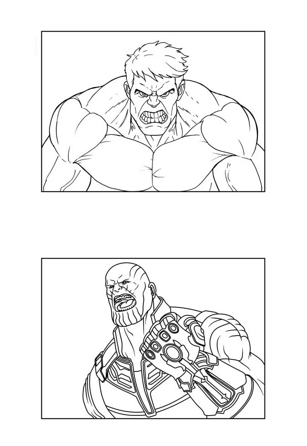Desenho de Hulk e Thanos