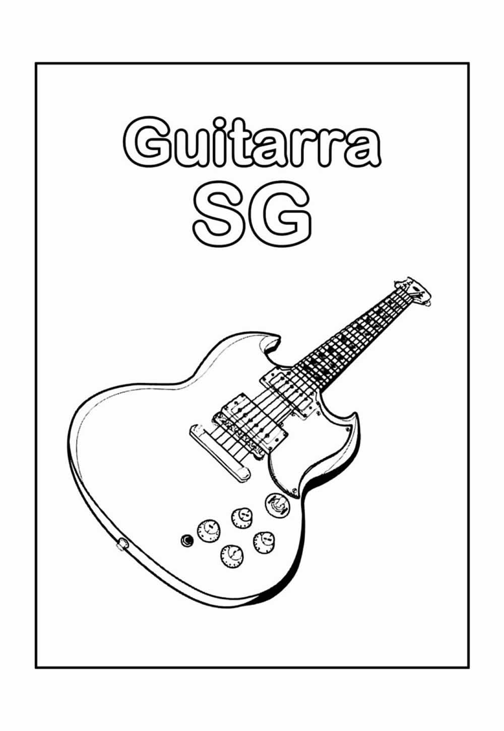 Desenho Educativo de Guitarra para colorir