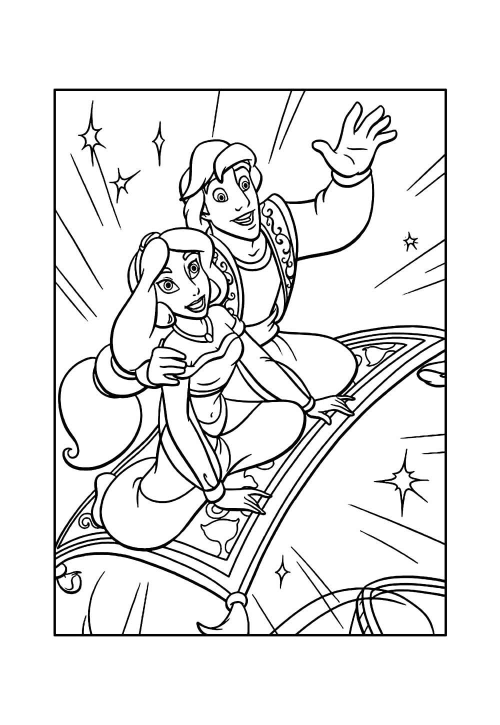 Desenho da Jasmine e do Aladdin