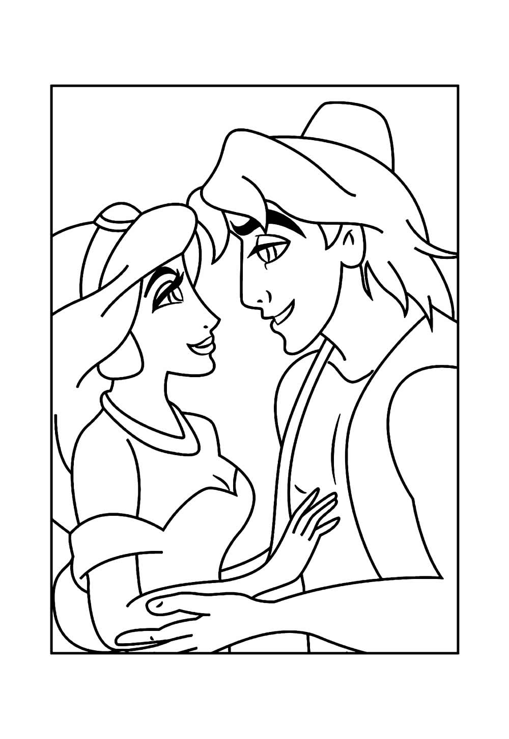 Desenho da Jasmine e do Aladim