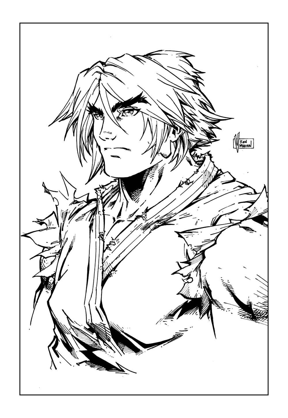 Desenho do Ken para colorir (Street Fighter)