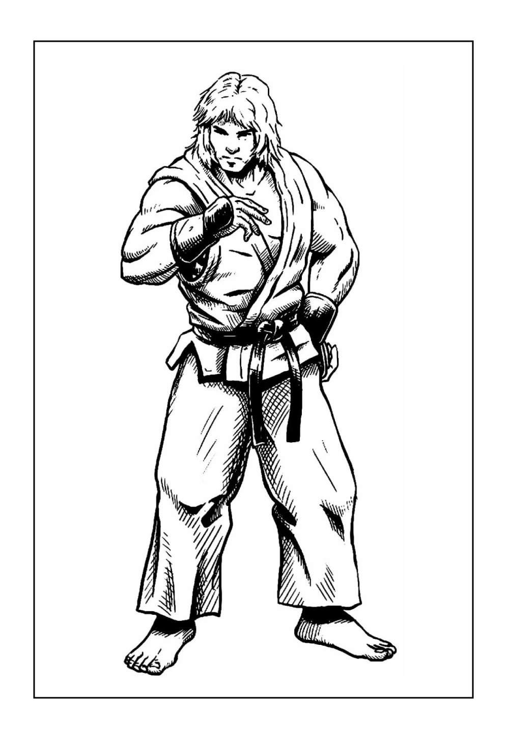 Desenho do Ken de Street Fighter para colorir