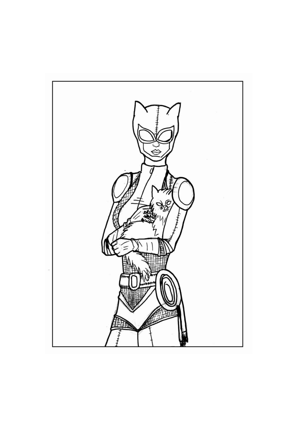 Desenho da Mulher-Gato para colorir