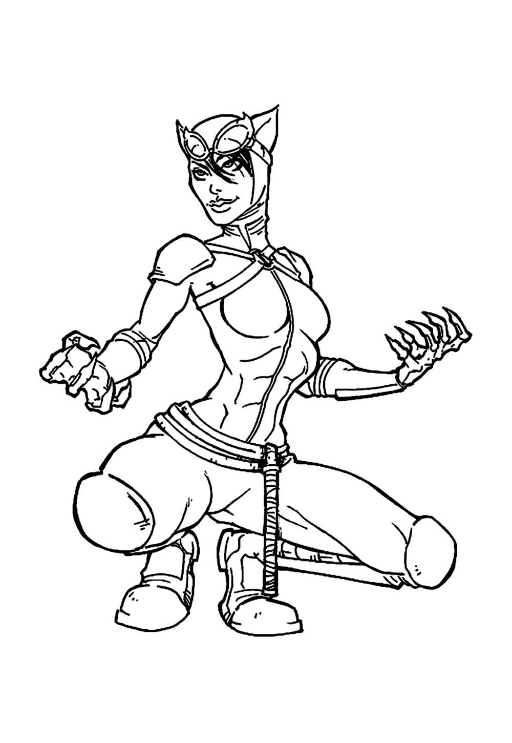 Desenho da Mulher-Gato para pintar