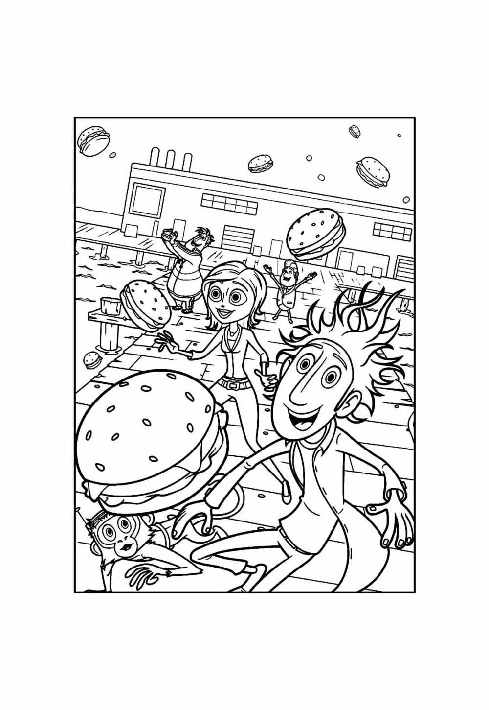 Desenho de Tá Chovendo Hambúrguer para colorir