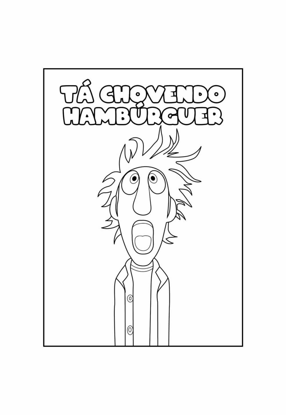 Desenho Educativo de Tá Chovendo Hambúrguer para colorir